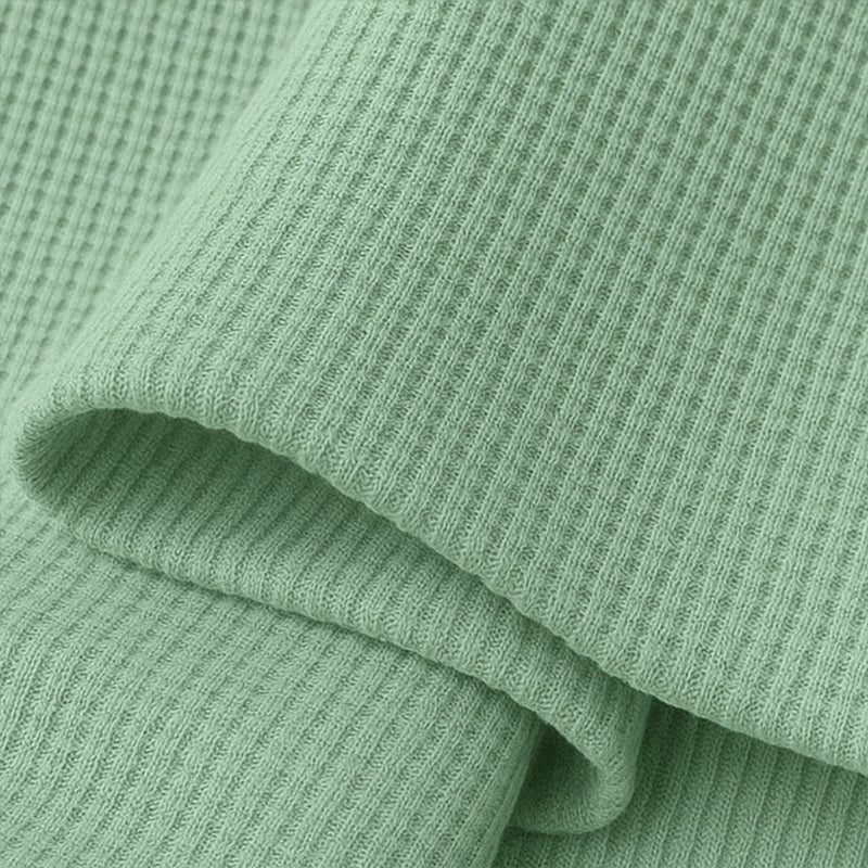 Solid Waffle Elastic Casual Shorts