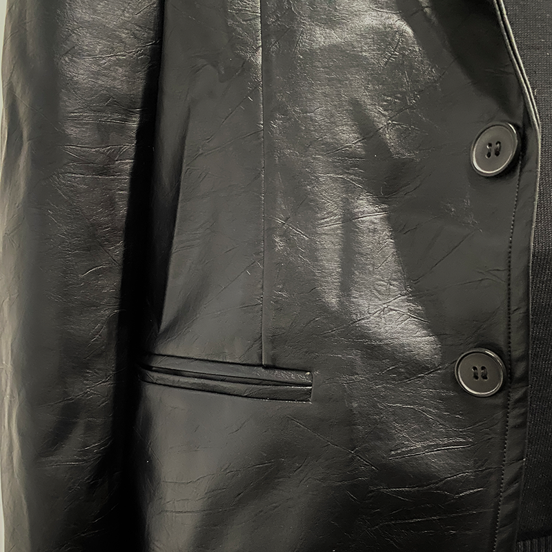 Classic Vintage Slim Fit Leather Blazer