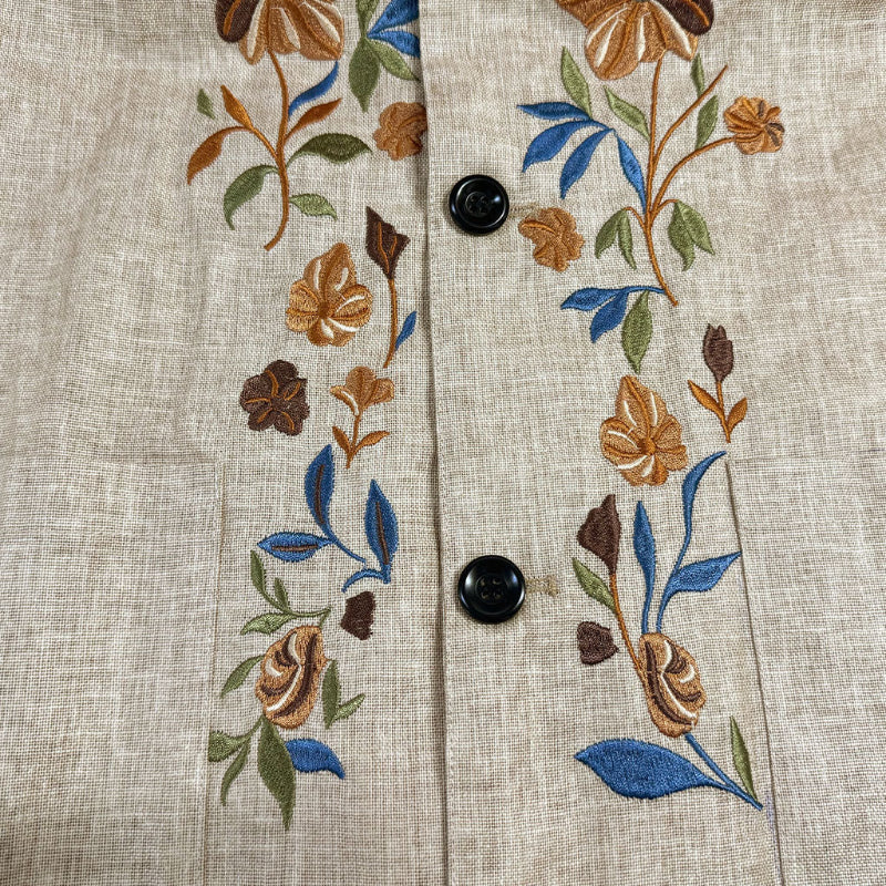 Linen Embroidered Slim Jacket