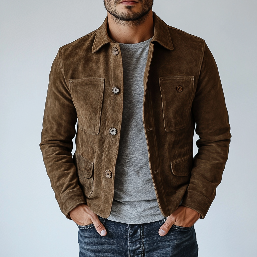 Lapel Suede Workwear Jacket