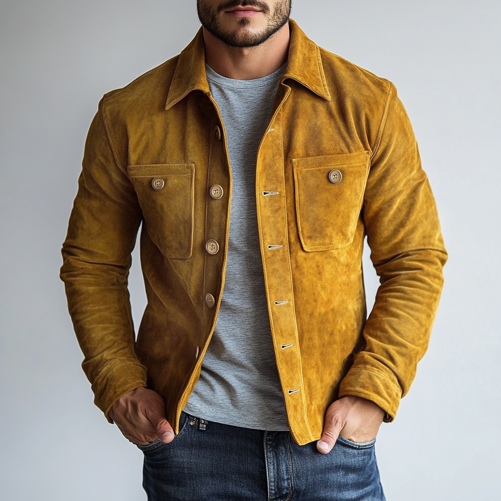 Retro Suede Button Jacket