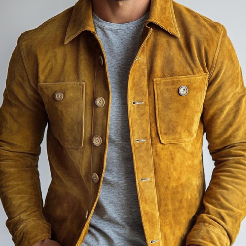 Retro Suede Button Jacket
