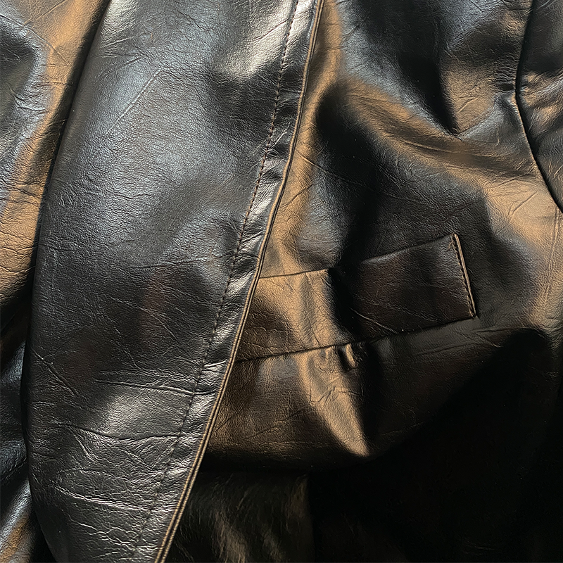 Classic Vintage Slim Fit Leather Blazer