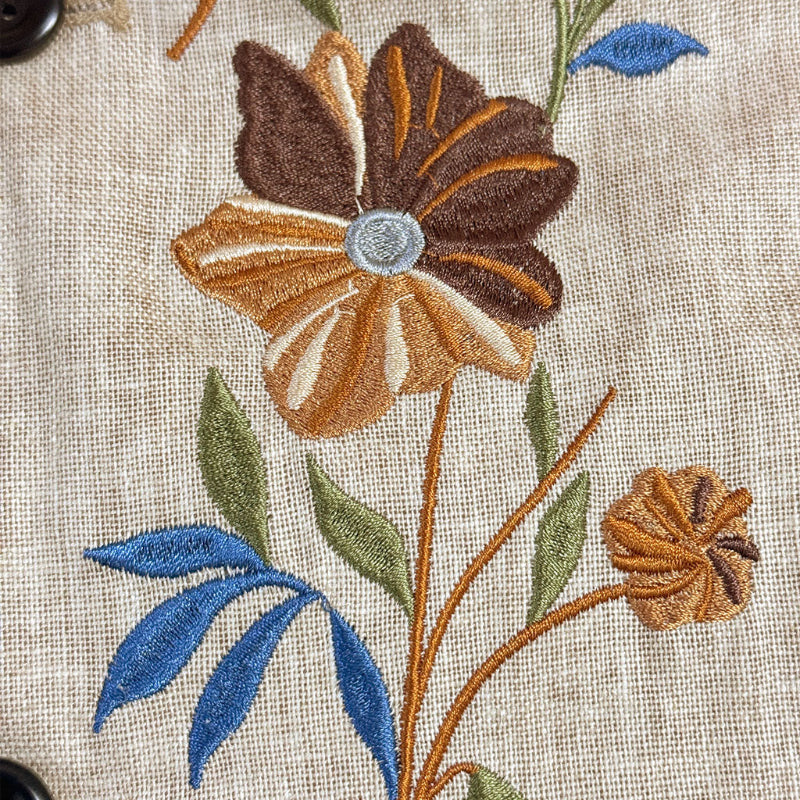 Linen Embroidered Slim Jacket