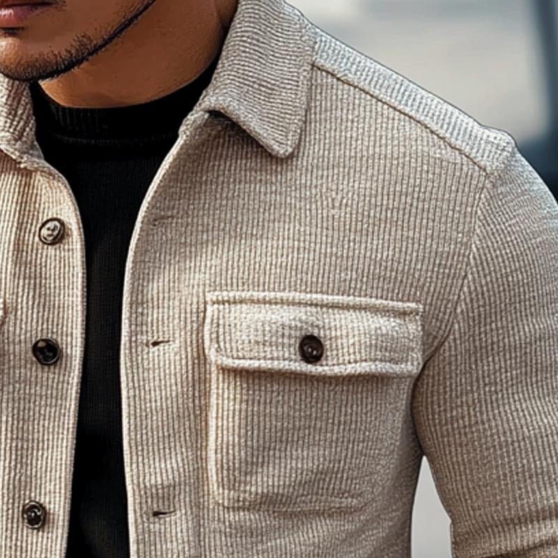 Vintage Striped Textured Lapel Jacket