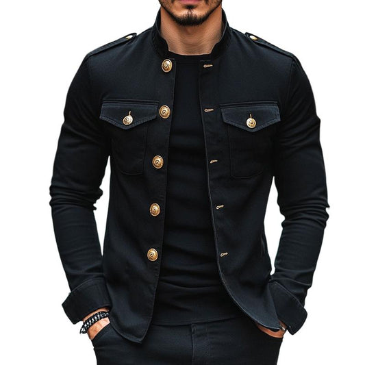 Solid Button Casual Jacket